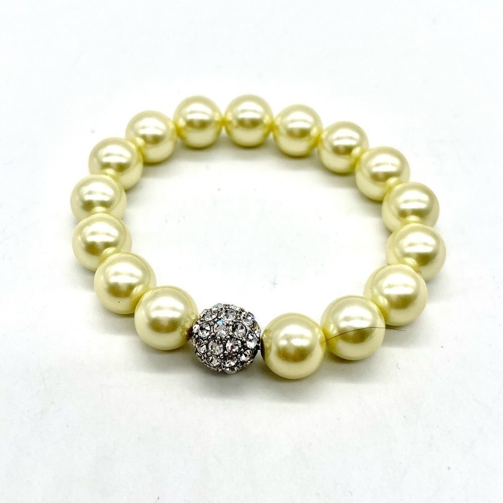 Faux Pearls with Rhinestones Accent Stretch Bracelet